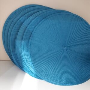 Indoor/Outdoor Wooven/Braided Round Blue Placemats/Charger Set Of Ten ***New***